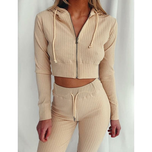 Two Piece Set Long Sleeve Crop Top Turtleneck And Pants