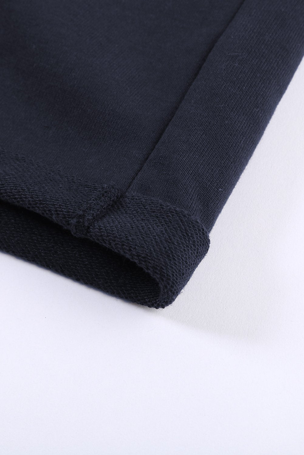 Summer Women Navy Blue Tie Waist Side Pockets Cuffed Lounge Shorts