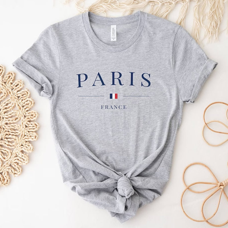 2023 Newest Women's Summer Paris Letters Print Y2k T shirt Ladies