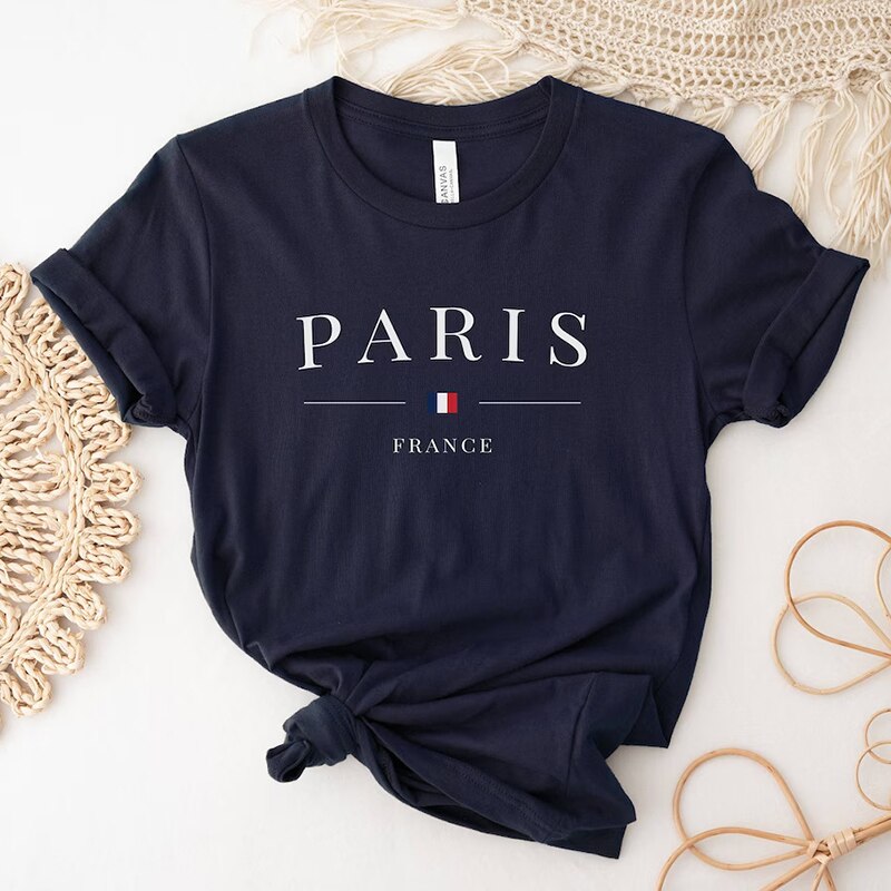 2023 Newest Women's Summer Paris Letters Print Y2k T shirt Ladies