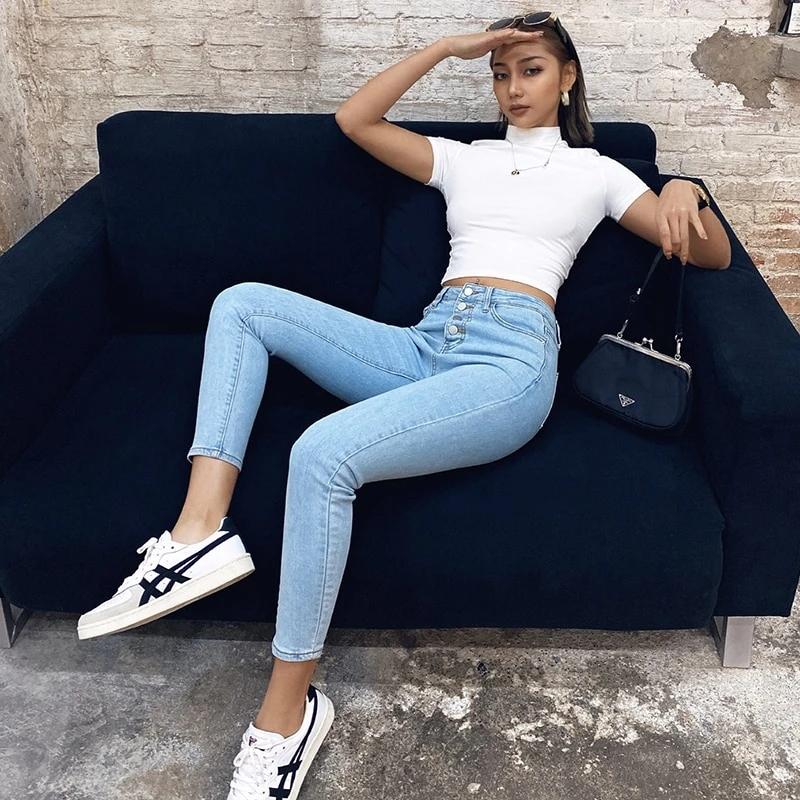 Stretch High Waist Jeans Women Denim Pencil Pants