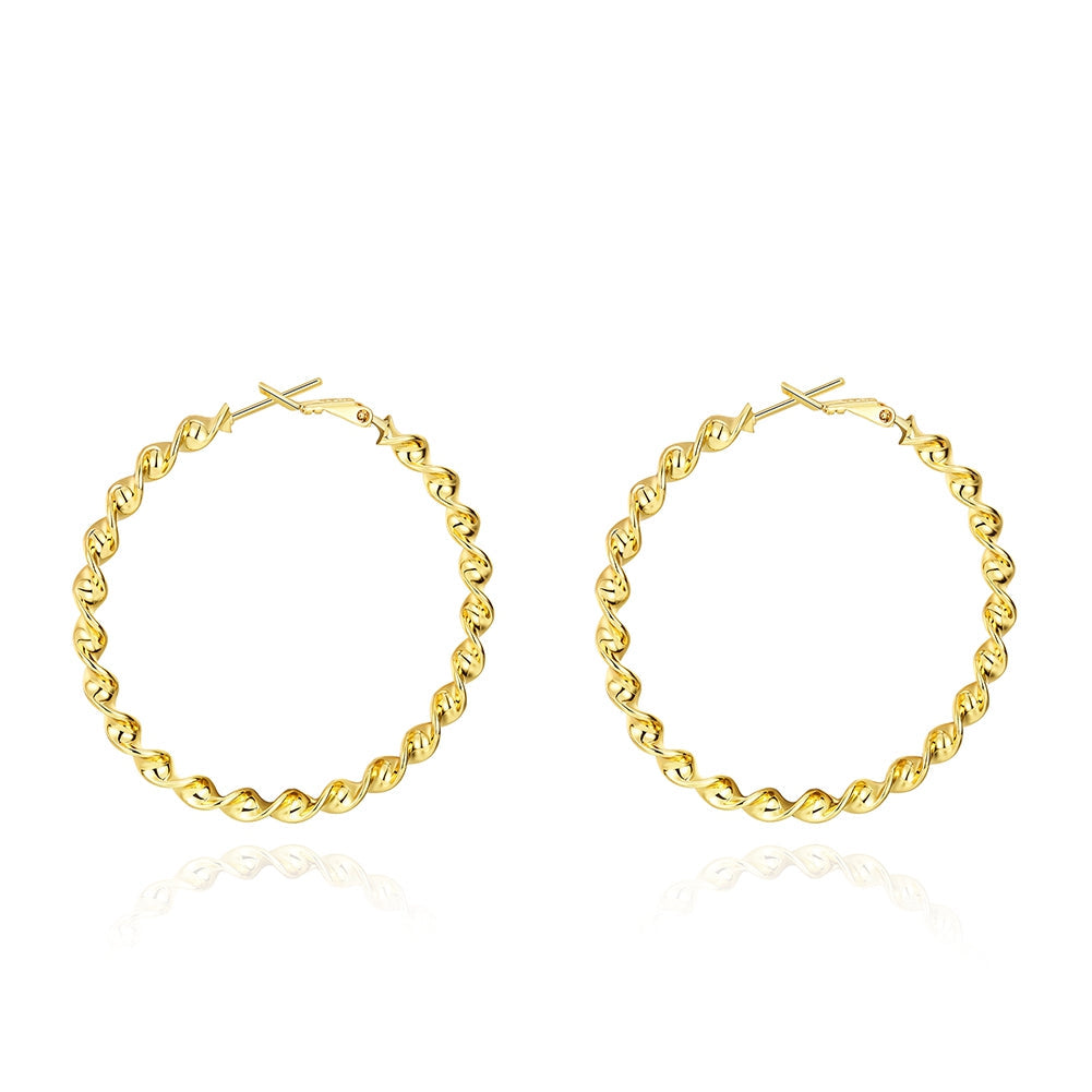 14K Gold Plating Twisted Abstract Hoop Earrings