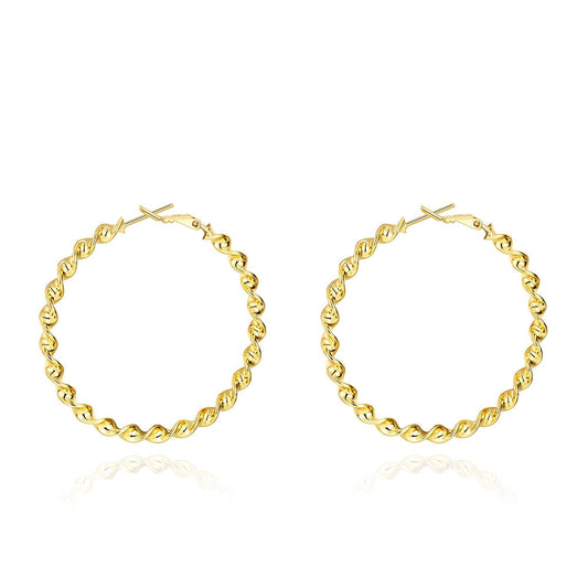 14K Gold Plating Twisted Abstract Hoop Earrings