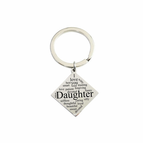 Solid Stainless Steel Diamond Inspirational Keychain By Pink Box